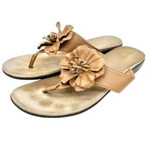 Croft & Barrow Womens Sandals 9.5 Medium Tan Flower Summer